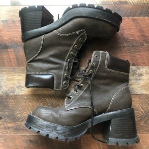 Brown Platform Lace Up Boots